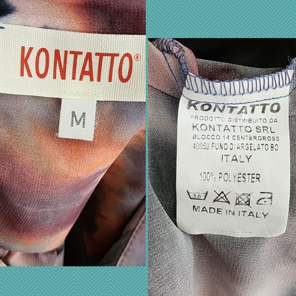 Kontatto Abstract Watercolor Pleated Button Front Blouse - Picture 5 of 5